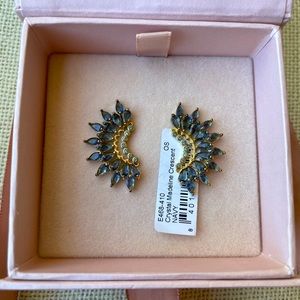 Mignonne Gavignan Crystal Madeline Crescent NAVY earrings